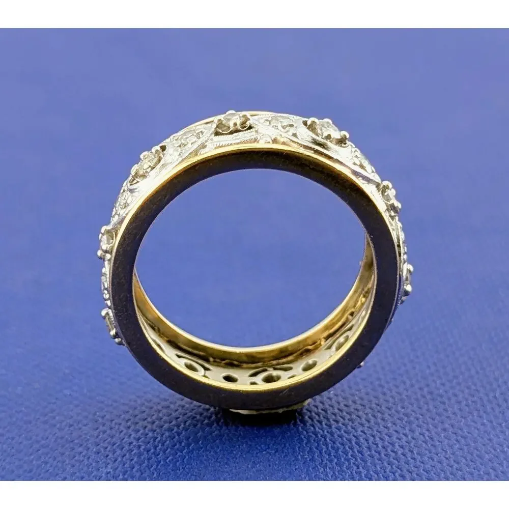 14kt YG, Plat, Diamond Filigree Ring- 6.2g